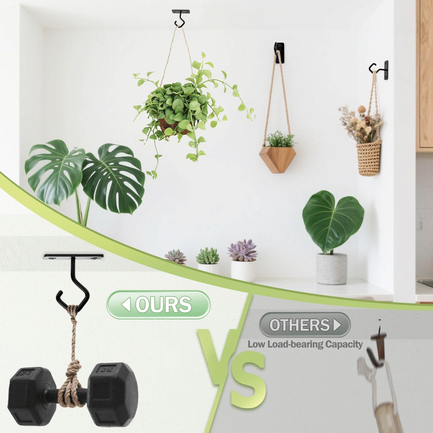 AJART Ceiling Hooks for Hanging Plants - Iron Plant Hanger for Wall Mount - 2 Pack/2.5 Inch Ceiling Hook for Indoor Use