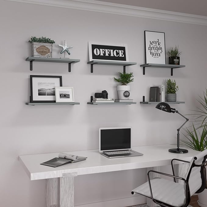 WOPITUES Wood Floating Shelves Set of 6, Shelves