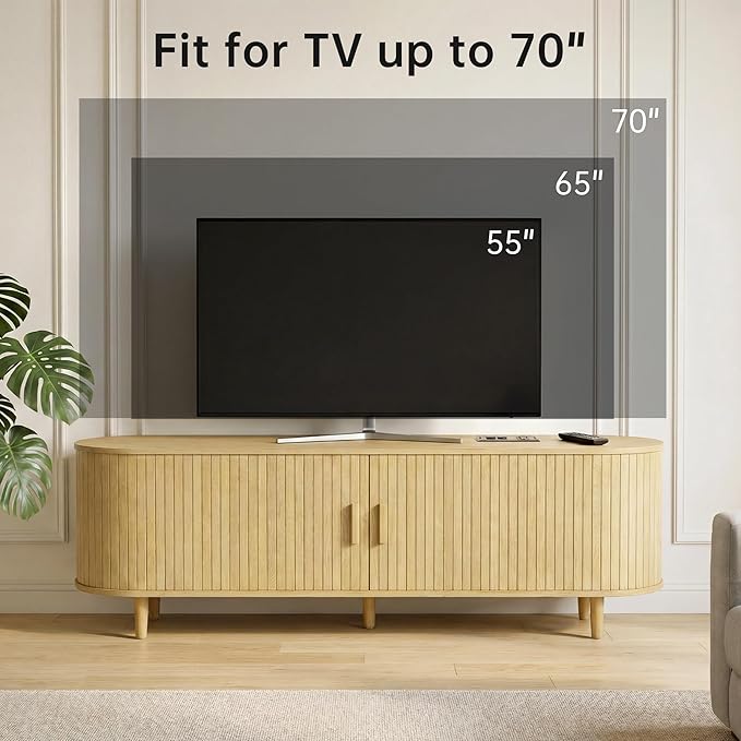 65" Mid Century Modern TV Stand, Wood TV Consoles