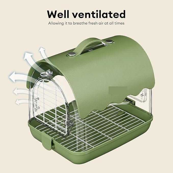 Indoor Bird Cage Bird Carrier Backpack with Perch, Transparent Travel Cage Bag with Shade Cover Visible Window for Parrots Budgie Decorative Aviary(Green)