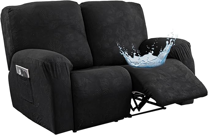 Gennia Recliner Loveseat Cover 4 Pieces, Waterproof Stretch Recliner Sofa