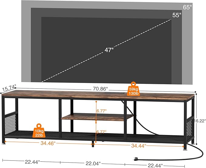 VECELO TV Stand with Power Outlets