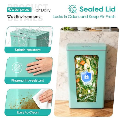 BestOffice 13 Gallon Trash Can Plastic Kitchen Trash Can Automatic Touch Free High-Capacity Garbage Can with Lid for Bedroom Bathroom Home Office 50 Liter Blue
