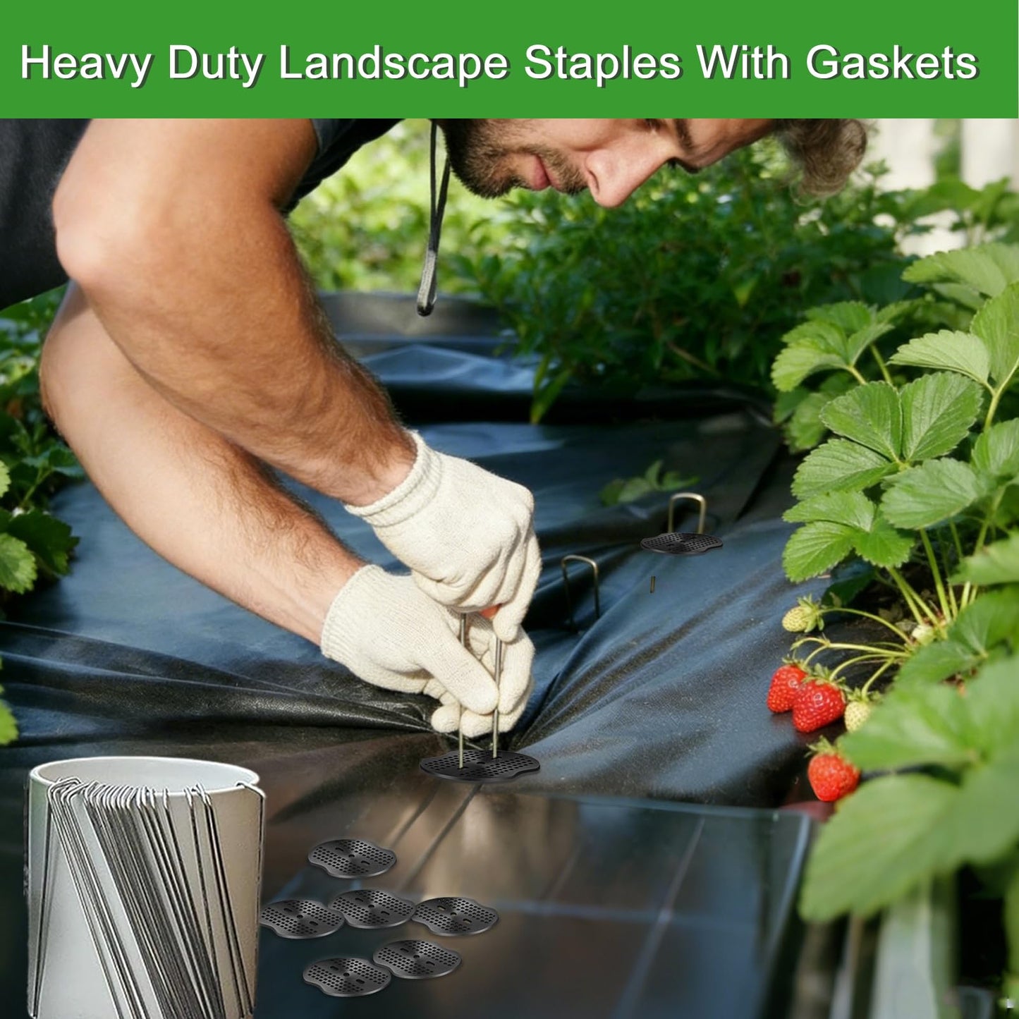 200 Pack Landscape Staples Garden Stakes 6 Inch 11 Gauge Galvanized Landscape Fabric Pins Anti-Rust Landscape Spike Heavy Duty Ground Staples for Weed Barrier, Irrigation Tubing & Lawn Decor