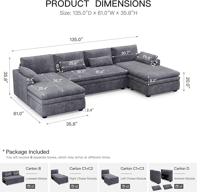 Belffin Large Modular Sectional Sofa
