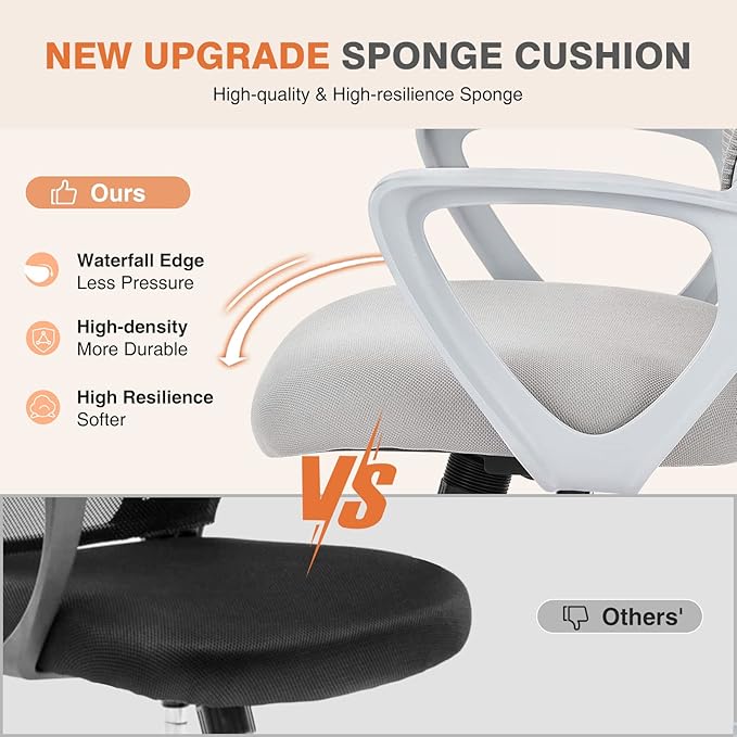 Sweetcrispy Ergonomic Mid-Back Mesh Home Office Desk Chair
