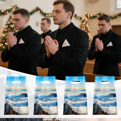 Yinder 120 Pcs Church Gift Bulk Plastic Religious Christian Welcome Treat Bags Goody Bags with Handles Bible Verse Gifts for Father's Day Father Christmas Church Party Supplies Party Favor Decoration
