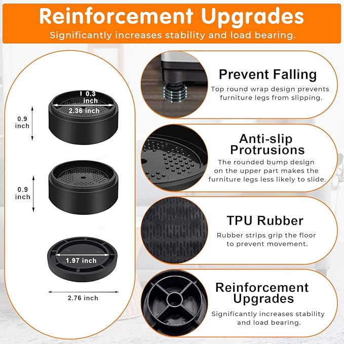 Furniture Risers Bed Risers Heavy Duty 4 inch, Round Adjustable Bed Lifts Riser