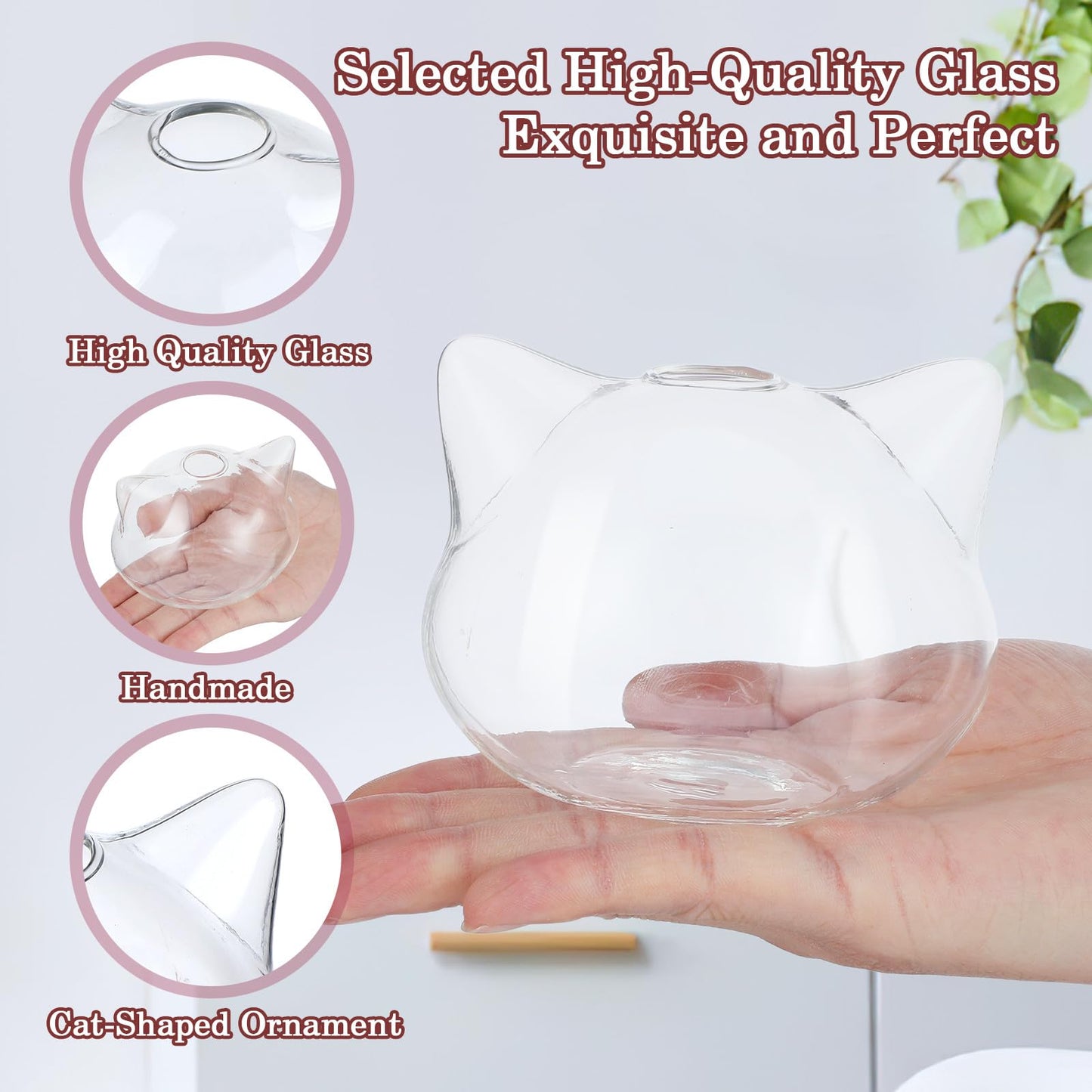 BESPORTBLE 2pcs Cat Shaped Hydroponic Glass Vases for Plants, Small Decorative Terrarium Vase Set, Portable Home Décor Flower Containers