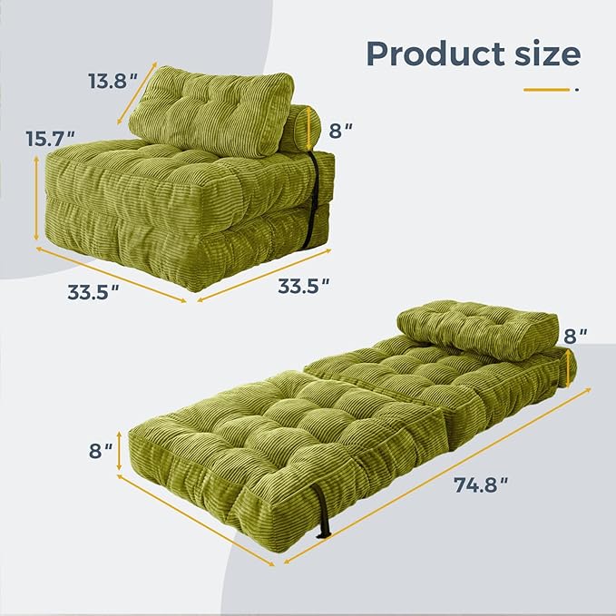 MAXYOYO Folding Sofa Bed, Convertible Sleeper Chair