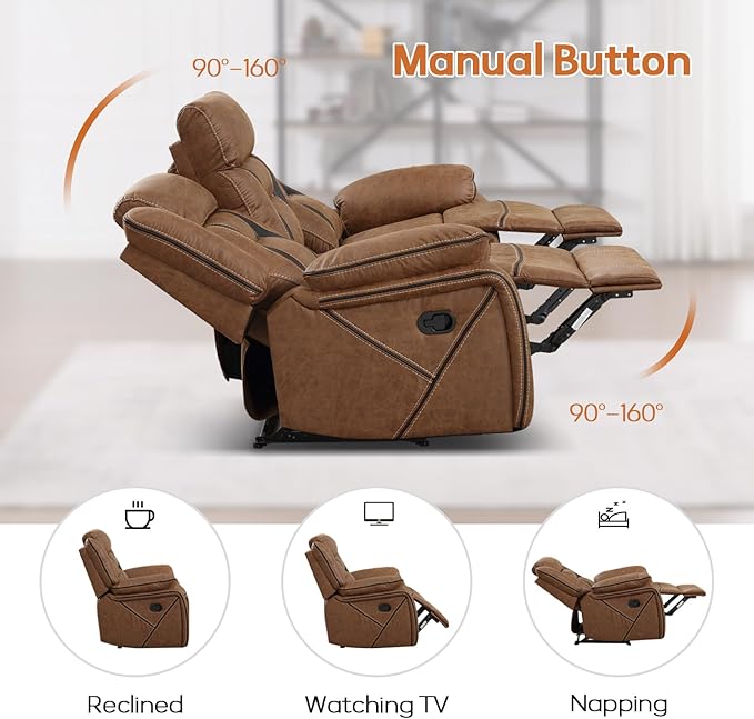 EBELLO Faux Leather Recliner Sofa Furniture Set