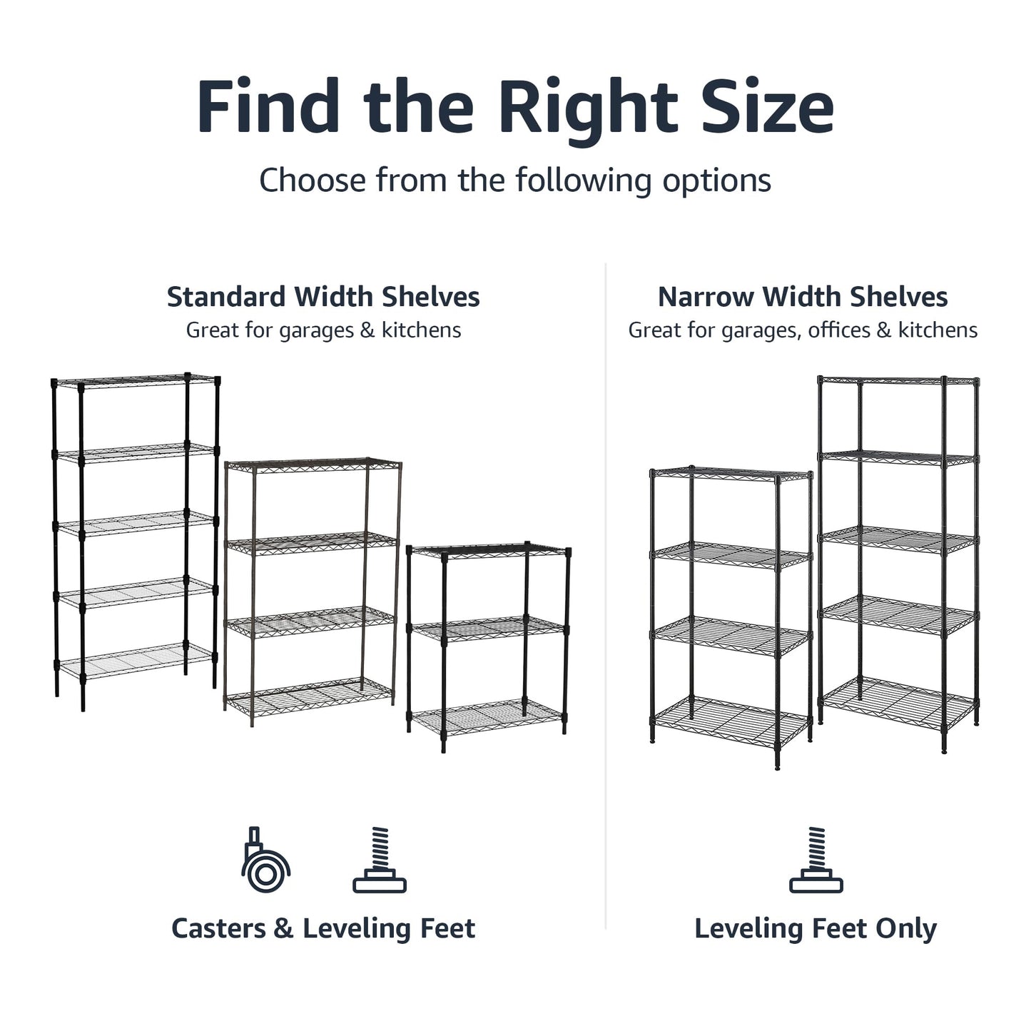 Amazon Basics 4-Shelf Adjustable Heavy Duty Steel Wire Rack Storage Shelving, Sturdy Garage Shelving, 350 lbs Capacity Per Shelf, Easy No-Tool Assembly, 36" x 14" x 54", Black