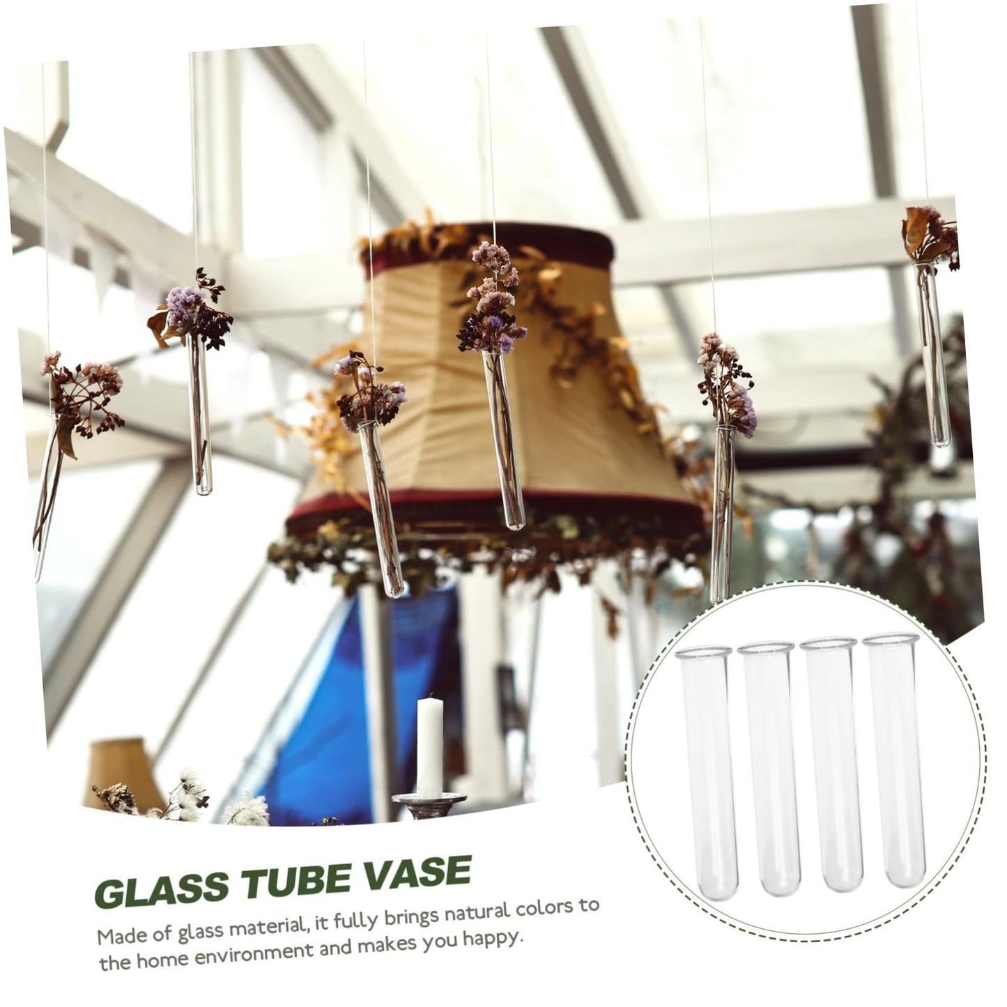 ifundom 4pcs Glass Test Tube Vase Flower Plant Decor for Hydroponic Water Tube Vase Terrarium Decor