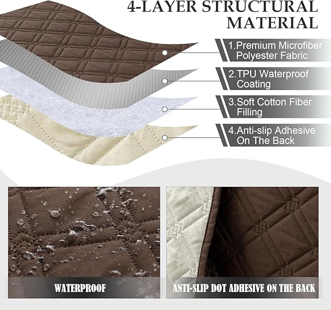 Genina L Shape Couch Cover, Sectional Couch Chaise Covers, Waterproof Washable