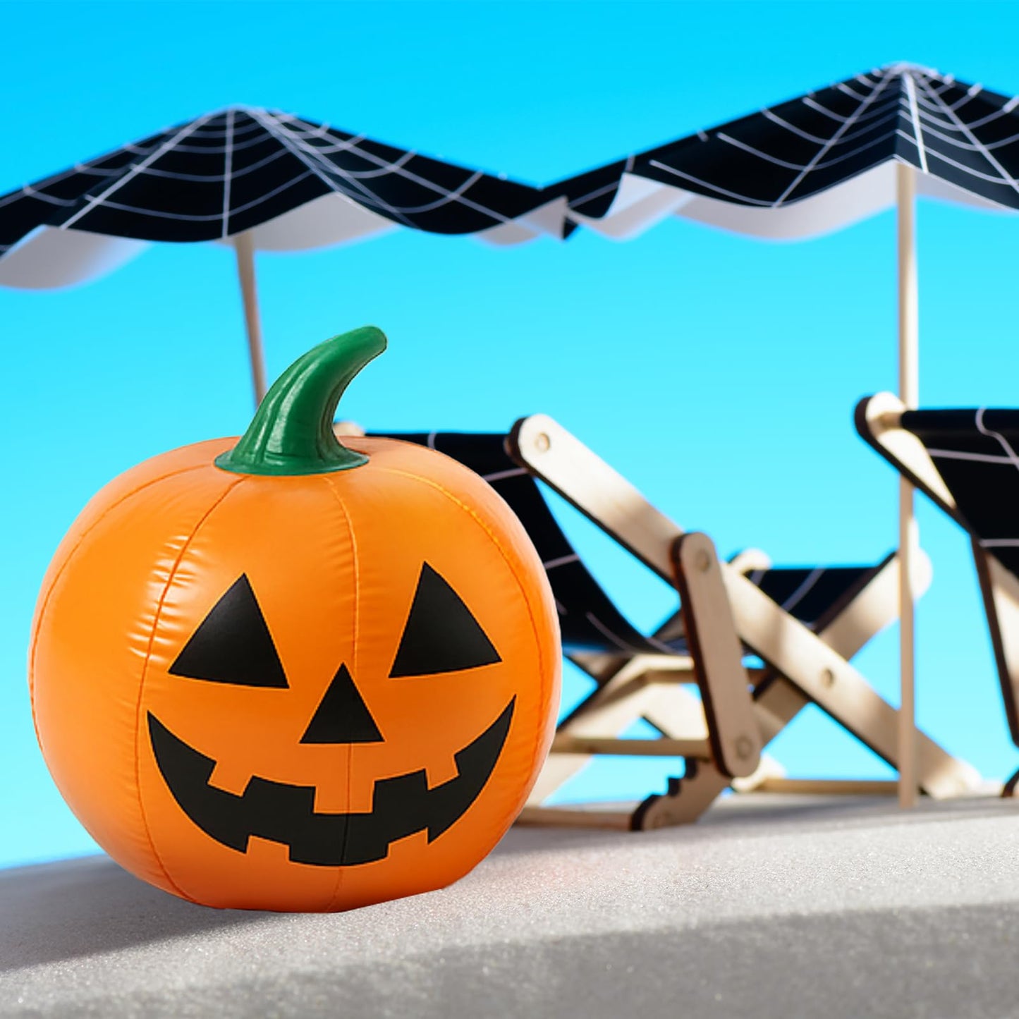Vertintong 12 Pcs Halloween Pumpkin Beach Balls Inflatable Decorations 14 Inches Plastic Jack O Lantern Party Decoration Inflatable for Halloween Yard, Garden, and Lawn
