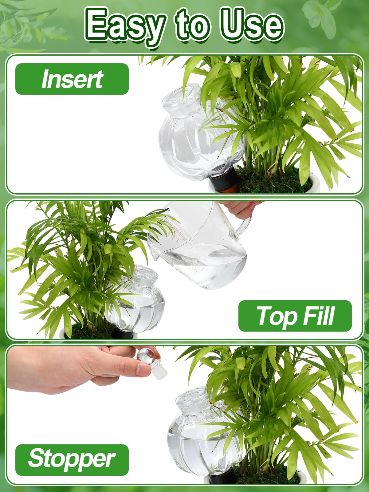 Bigmeta 4pcs 17oz Leakproof Plant Watering Globes - Top Fill Self Watering Planter Insert, Slow Release Water Bulbs with Terracotta Spikes for Indoor Plants