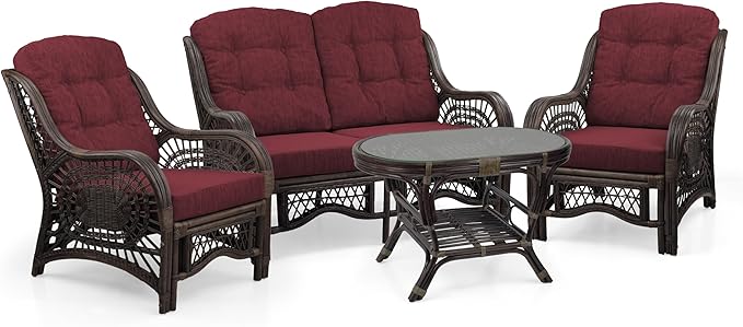 Malibu Lounge Loveseat Sofa Natural Rattan Wicker Handmade Design
