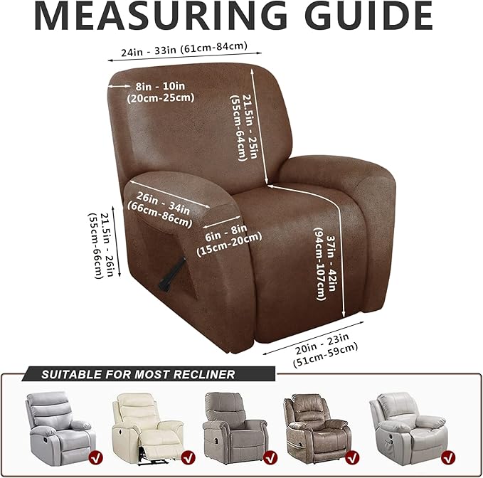 ANARACHON Recliner Chair Covers Leather Like, 4 Pieces Recliner Cover,