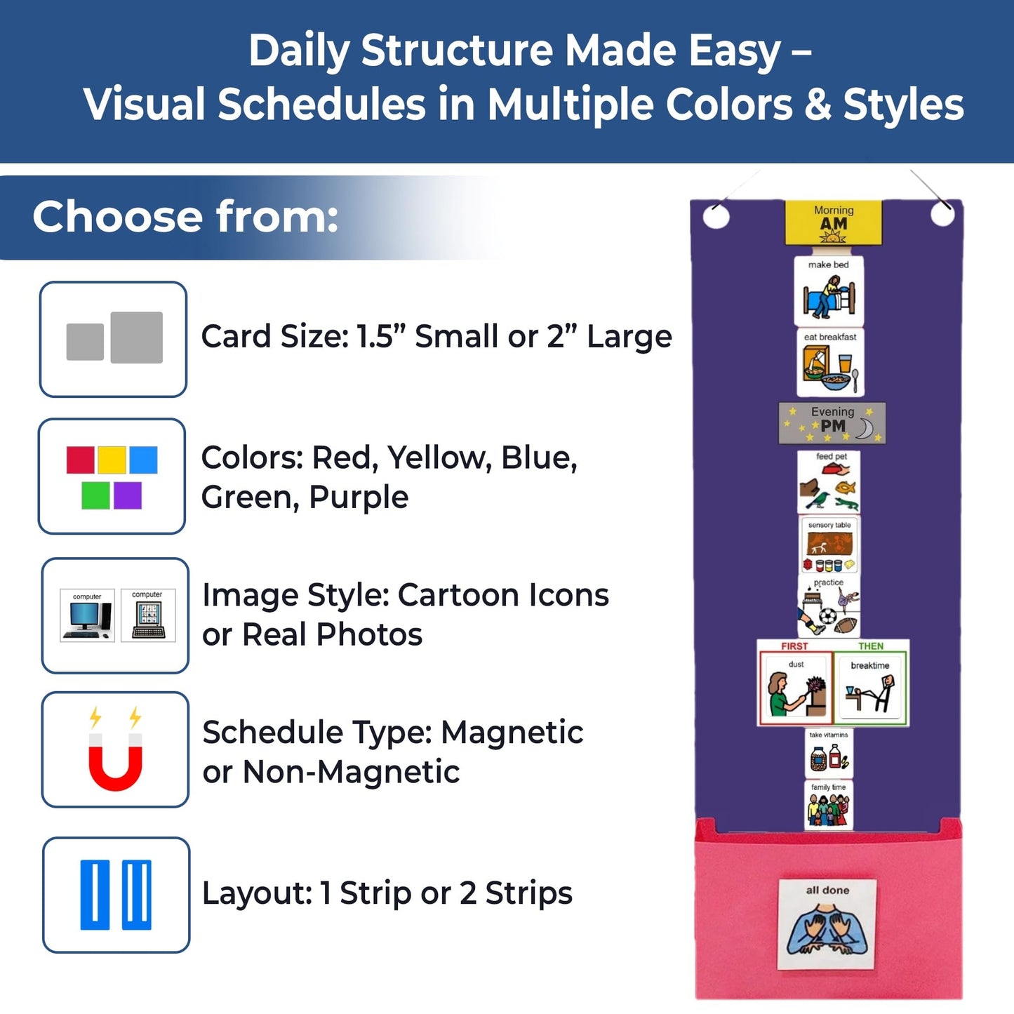 Visual Schedule for Kids – 133 Durable Plastic Picture Cards with Soft Loop Coins | Daily Routine & Chore Reward Chart for Home, School, Autism, ADHD & Special Needs Behavior Support