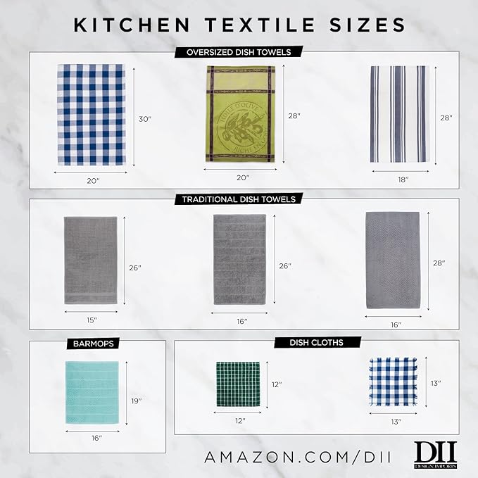 DII Cleaning Collection Multi-Purpose Microfiber, Teal Lattice, Dishtowel Set
