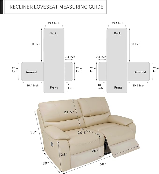 Easy-Going Loveseat Recliner Cover, Reversible Couch Cover