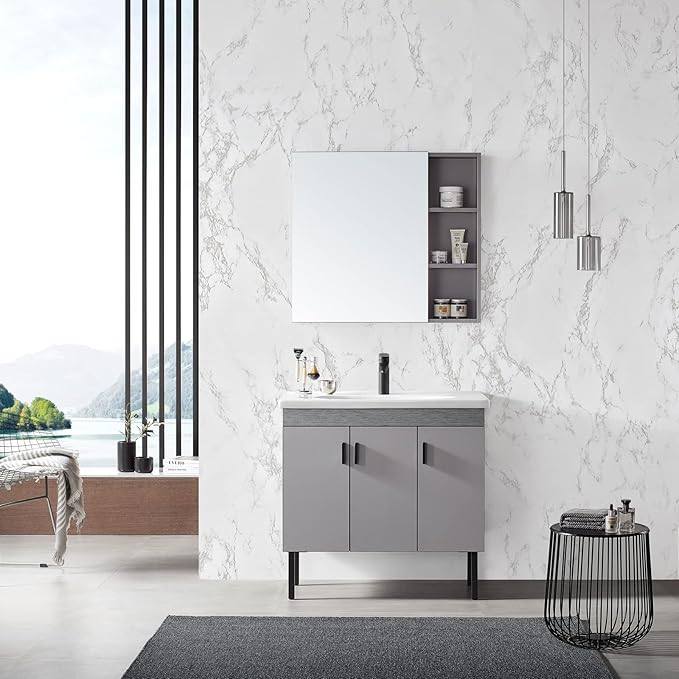 practicalWs Marble Paper Granite Gray/White Roll Kitchen Countertop Cabinet