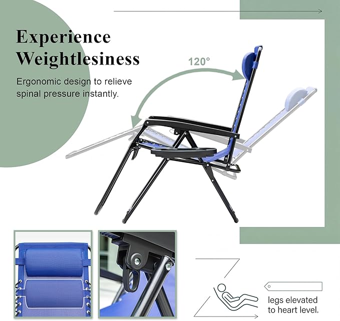 Devoko Padded Zero Gravity Chair, Foldable Anti Gravity Recliner