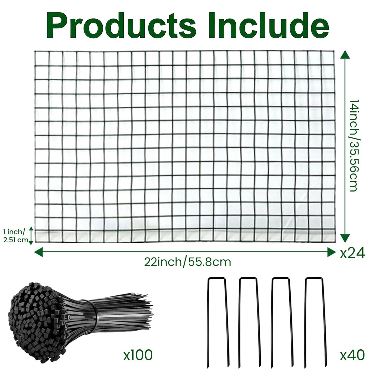 Hyuetrsa 12 Pack Plant Protectors from Animals, 14'' Dia x 14'' H Wire Plant Protector Cage,24 Pcs Pre-Bent Metal Mesh Plant Cages to Keep Rabbits, Squirrels and Chicken Out with Zip Ties & Stakes