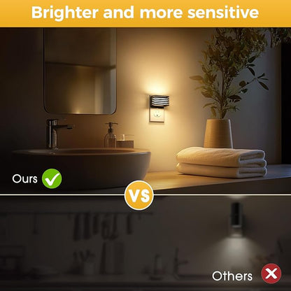 L LOHAS LED Night Lights Plug into Wall, [4-Pack] Modern Plug in Night Light with Dusk-to-Dawn Sensor, Adjustable Brightness, 3000K Soft White for Bedroom Bathroom Hallways Kid's Room