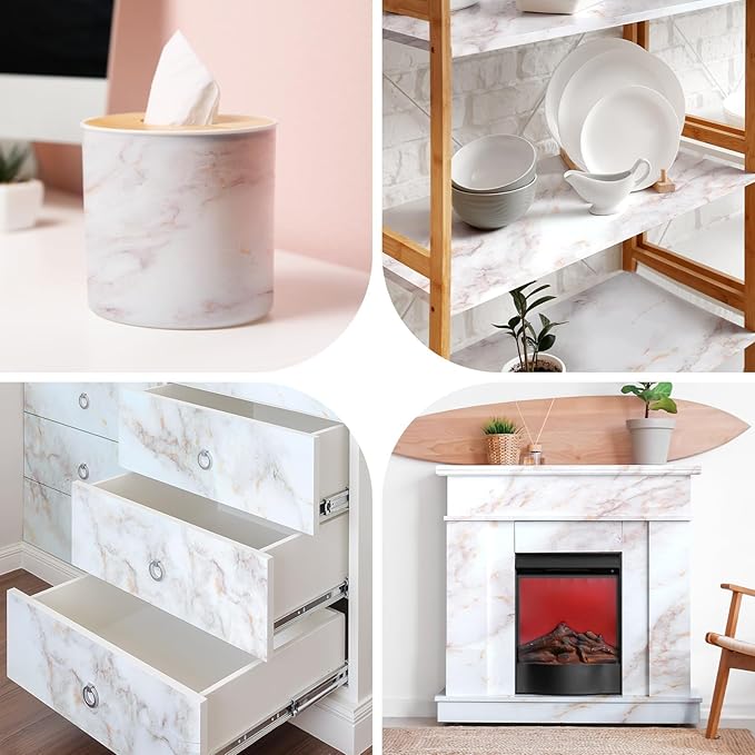 rabbitgoo Marble Contact Paper for Countertops, Self Adhesive Peel and Stick