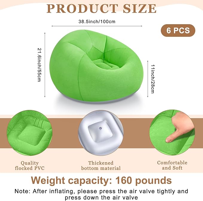 Realspring 6 9 12 Pcs Inflatable Bean Bag Chairs