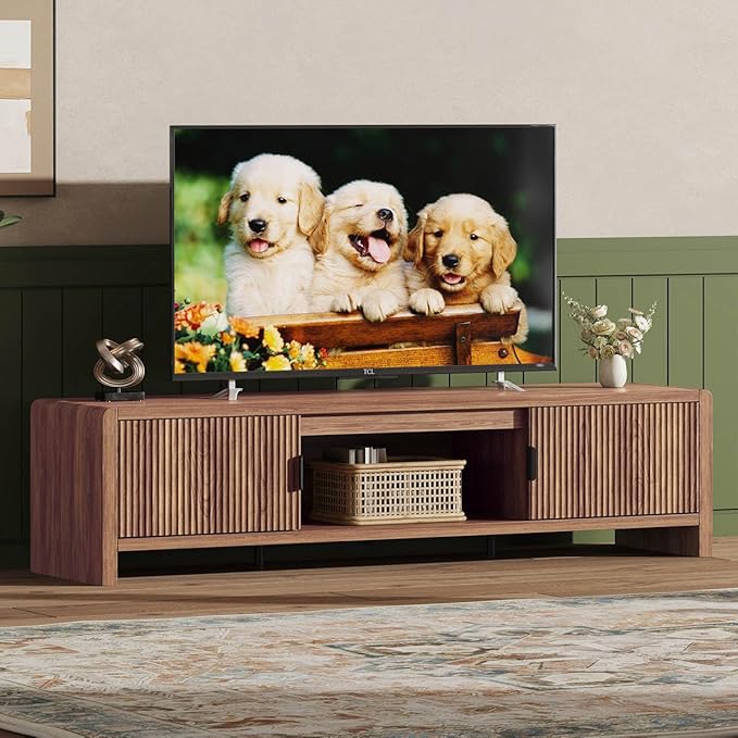FATORRI TV Stand for 75/65/55 Inch TVs, Farmhouse Entertainment Center
