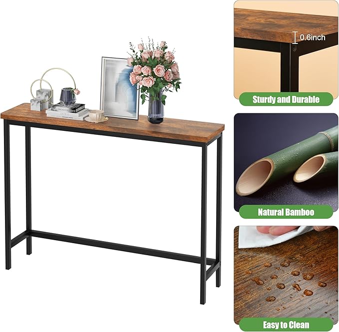 VASMIA Console Table, Entryway Table, Narrow Sofa Table, Living Room, Rustic