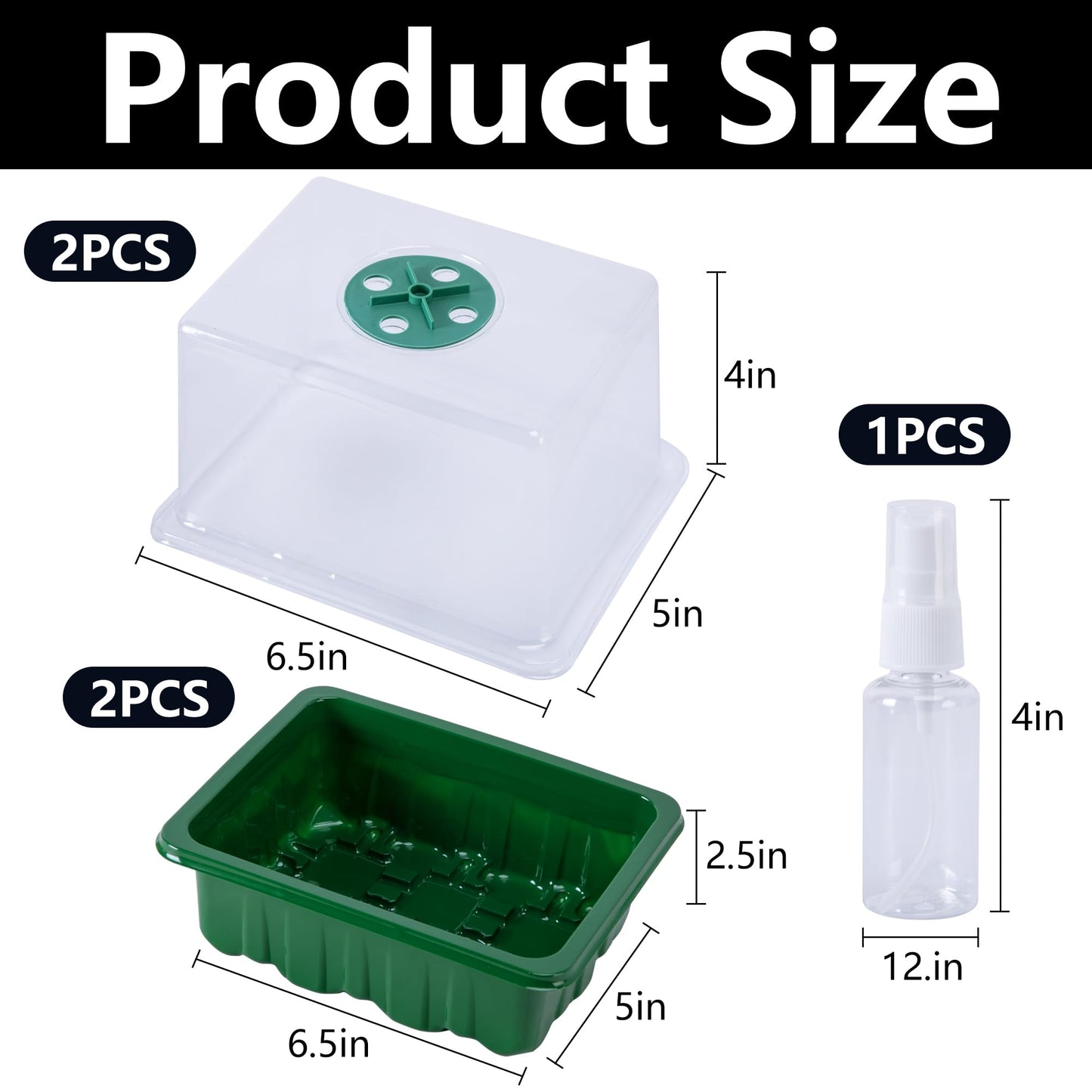 DECOHS 2 Pack Monotub Mushroom Grow Kit, 6.5" x 5" x 6.5" Small Mushroom Fruiting Chamber Propagation Boxes, Monotub Mushroom Growing Box Mini Greenhouse with Spray Bottle for Horticulture Supplies