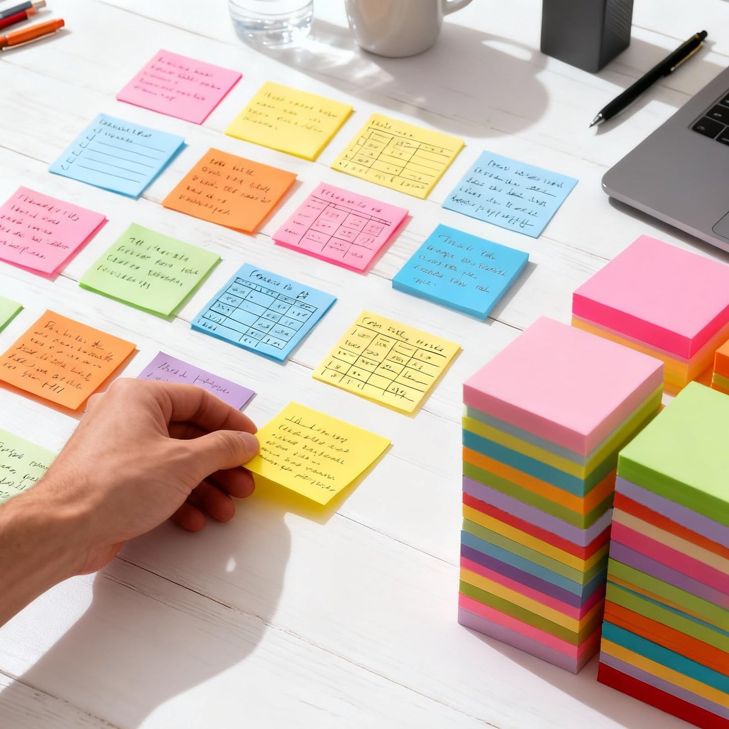 150 Pads Sticky Notes 3x3, Self-Stick Pads Bulk Bright Colors, School Supplies, Office Products, 50 Sheet/Pad