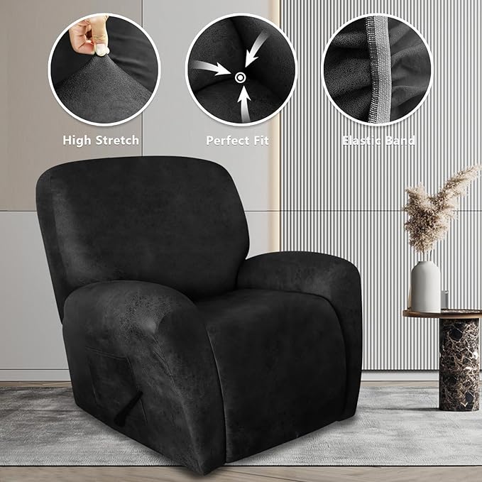 ANARACHON Leather Look Oversize Recliner Chair Covers, Thick 4 Pieces Recliner