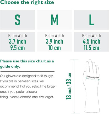 COOLJOB Medium Reusable Rubber Dishwashing Cleaning Gloves for Kitchen Bathroom, Non-Slip Grippy Long Dish Washing Gloves with Flocked Cotton Liner, Flexible Durable & Waterproof, Mint Green, 1 Pair