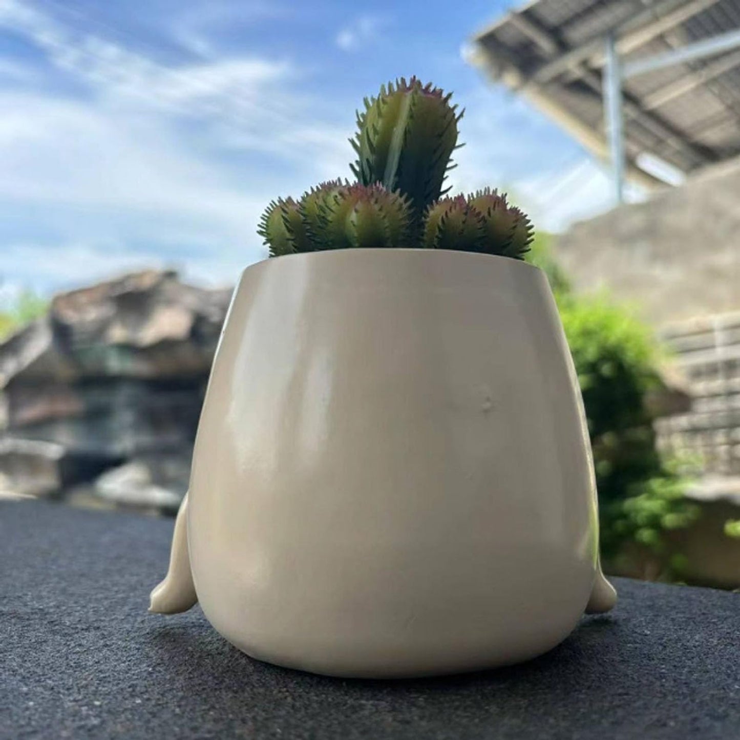 Face Planter Pots Head Cute Resin Cactus For Indoor And Outdoor Face Vase Home Decor Bookshelf Decor Cute Heart Smile Face Resin Succulent Pots Gifts For Valentine's Day Unique Succulent Pot（laugh）