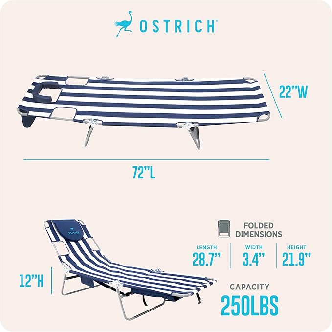 Ostrich the Backpack Chaise Lounge, Folding & Reclining Outdoor Beach Chaise