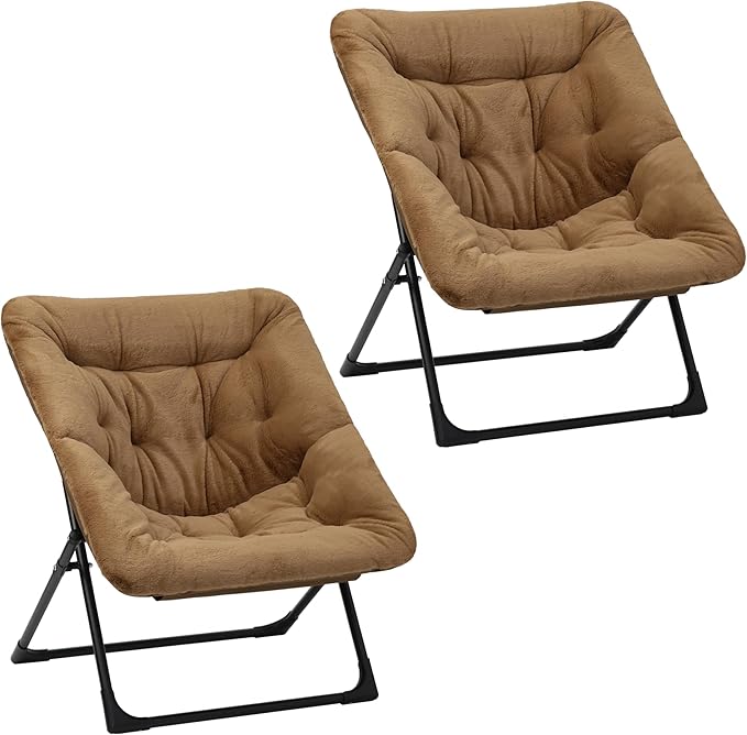 Comfy Saucer Chair for Adults, Soft Faux Fur Bedroom Chair, Accent Dorm Chairs