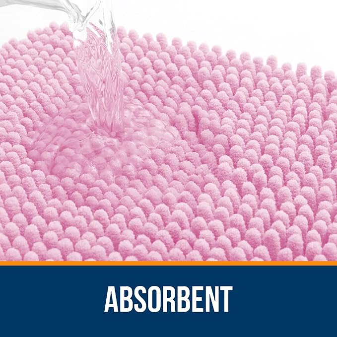 OLANLY Large Bathroom Rugs 70x46, Extra Soft Absorbent Chenille Bath Rugs, Rubber Backing Quick Dry, Machine Washable Bath Mats for Bathroom Floor, Tub and Shower, Home Decor Accessories, Pink