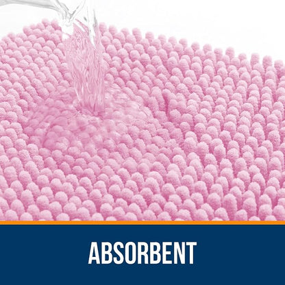 OLANLY Large Bathroom Rugs 59x35, Extra Soft Absorbent Chenille Bath Rugs, Rubber Backing Quick Dry, Machine Washable Bath Mats for Bathroom Floor, Tub and Shower, Home Decor Accessories, Pink