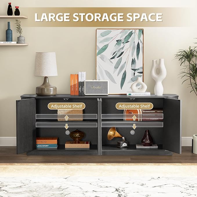 Fluted TV Stand for TVs Up to 75 Inch, Entertainment Center