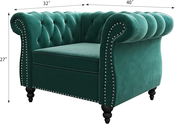 2 Piece Living Room Set, Velvet Chesterfield Sofa Loveseat Couch Chair
