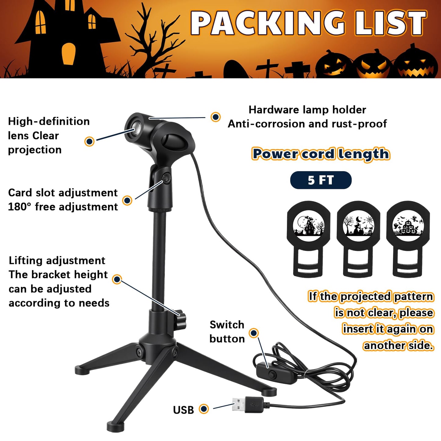 Relaxweex Halloween Outdoor Projector Light Decoration with 3 Film, Halloween Slides Holiday LED Projector Light Outdoor Waterproof Landscape Decorative Rotation Lighting Movement Projection Lamp