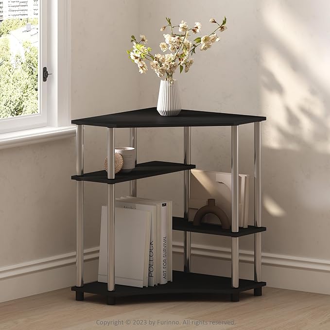 Furinno Turn-N-Tube Storage Shelves, 4-Tier Corner Shelf, Toolless Assembly