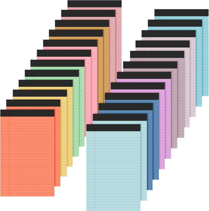 Fuutreo 24 Pcs 5" x 8" Legal Pad Writing Notepads 50 Sheets Small Legal Pad Narrow Ruled Multiple Color Lined Paper for School College Office Supplies Work (Multicolor)