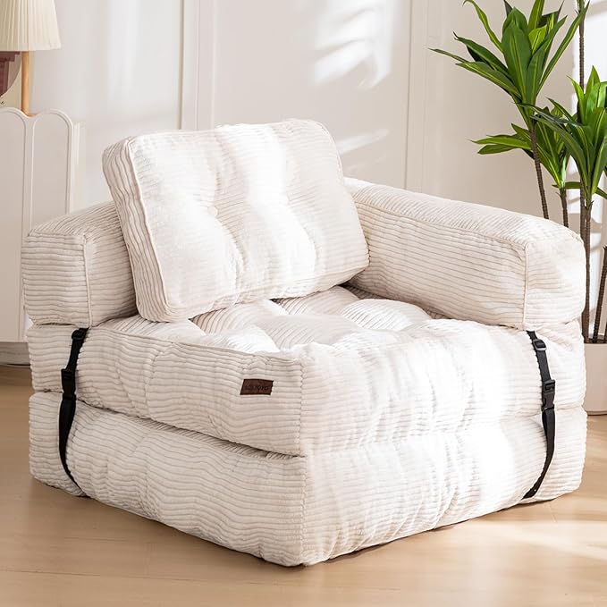 MAXYOYO Folding Sofa Bed, L-Shaped Convertible Sofa Foldable Sleeper Couch