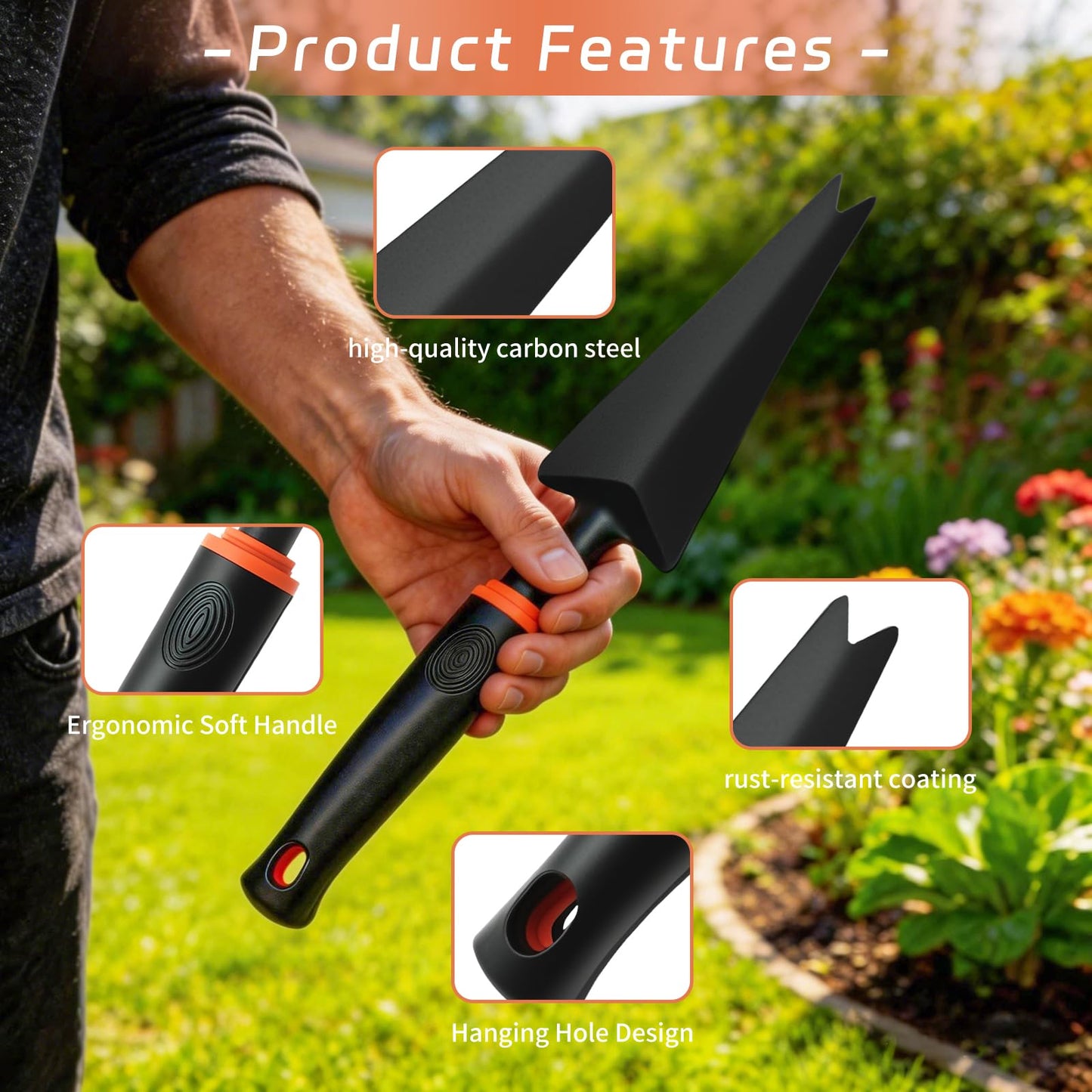 NATURACAVE Hand Weed Puller Tool, Handy Forked Head Trowel Carbon Steel Shovel Weeder Puller Tool for Courtyards and Gardens