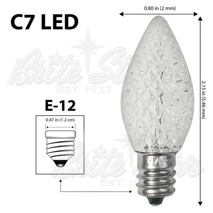 Brite Star 100 Lt Faceted C7 LED Lights, Pure White, Green Wire